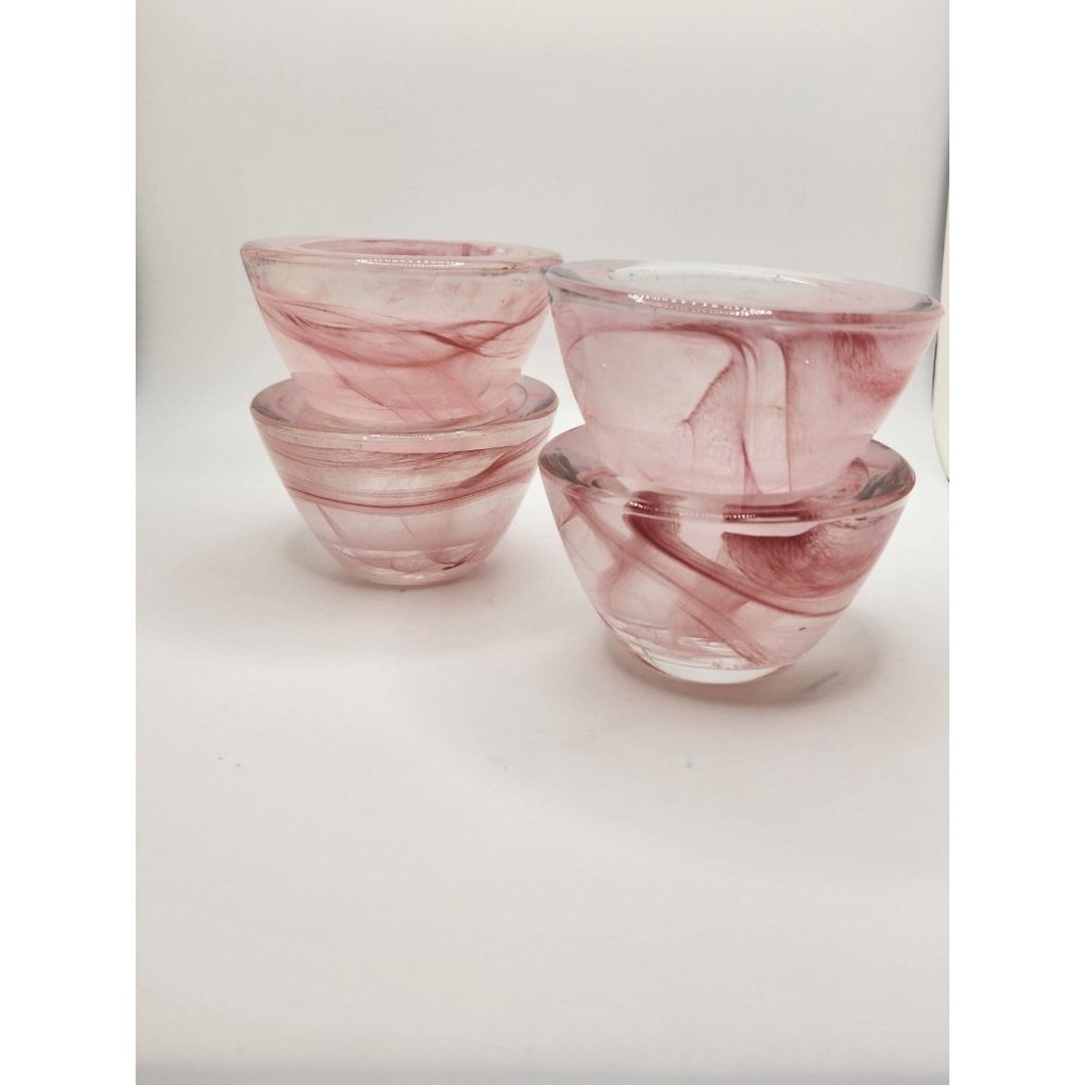 Set of 4 Partylite Pink Swirl Votive Holders